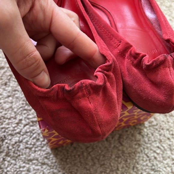 Tory Burch Red Suede Reva Flat 9 - Picture 8 of 15